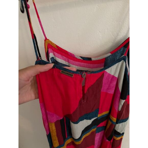 Billabong Dress Women's Medium Night Out Printed Mini Pink Spaghetti Straps - Picture 6 of 7